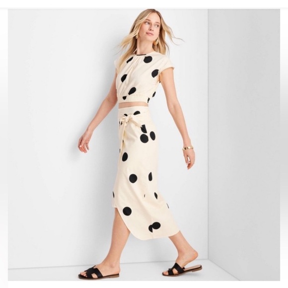 Future Collective x Jenny K. Lopez Faux Wrap Polkadot Midi Skirt Size 00 - Picture 2 of 13